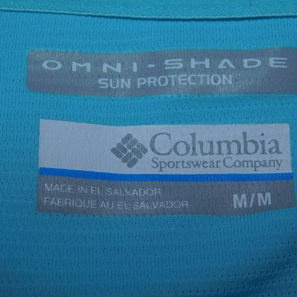 Columbia PFG Omni-Shade Womens M Aqua Blue 1/4 Sleeve Top Shirt - Picture 3 of 10